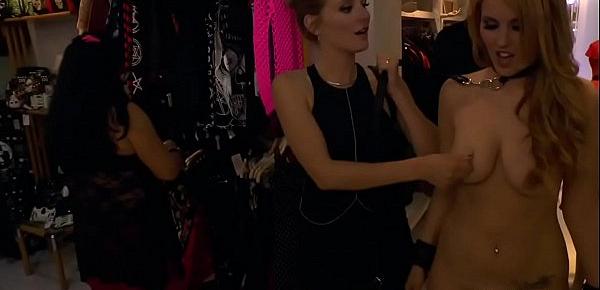  Busty blonde fucked in crowded boutique